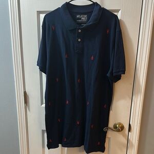 Old Navy Blue Polo Shirt Casual Knit Short Sleeve